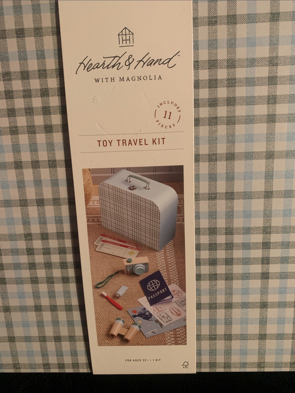 Hearth & Hand with Magnolia Toy Travel Kit - Light Blue Plaid